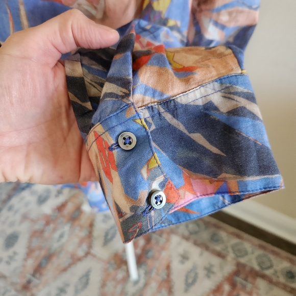 Nic+Zoe Womens Button Up Dreamscape Crinkle Shirt Size XL Multicolor Floral - Picture 7 of 11